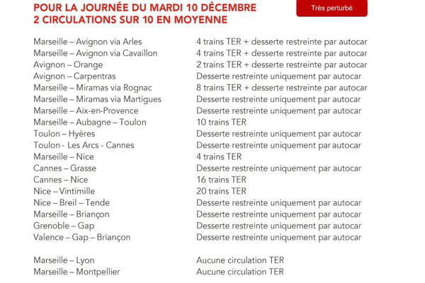 Grève SNCF du 10 décembre : quel train circule dans le sud de la France ? - Grève SNCF RATP © Grève SNCF du 10 décembre : quel train circule dans le sud de la France ? - Grève SNCF RATP ©