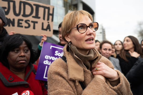 L'actrice Judith Godrèche présente dans le cortège parisien - Grève du 8 mars 2024 ©JEANNE ACCORSINI/SIPA