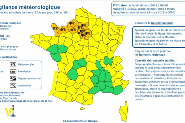 Plusieurs départements en vigilance orange Neige et Verglas - Neige en France ©Météo France Plusieurs départements en vigilance orange Neige et Verglas - Neige en France ©Météo France